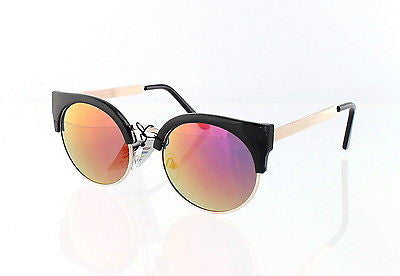 Black Revo Orange Lens Round Modern Cateye Sunglasses.100% UV400