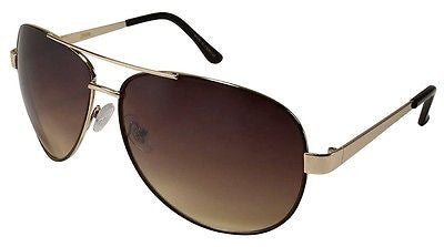 Aviator Metal Rim Modern Style Fashion Unisex Sunglasses. Dark Brown 100% UV400