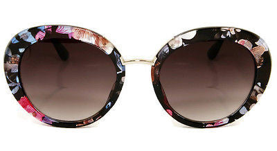 Round Style Black Floral Sunglasses 100%UV400