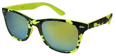 Modern Yellow Army Printed  Wayfarer Fashion Sunglasses. 100% UV400