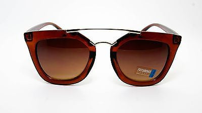 Horned Rim Cateye Vintage Sunglasses. Brown. 100% UV400