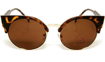 Round Cateye Style Tortoise Sunglasses 100% UV400.