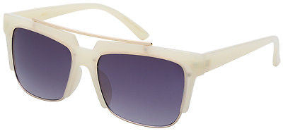 Vintage Retro Horned Rim White Unisex Sunglasses. 100% UV400