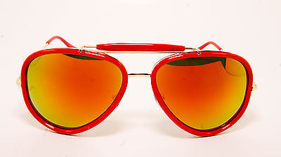 Classic Aviator Style with Revo Mirrored Lenses Sunglasses. Red 100% UV400