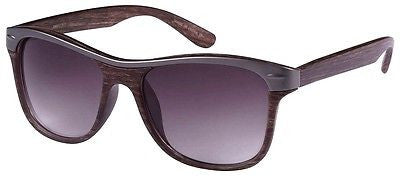 Metallic Rim Dark Wood Patterned Modern Style Sunglasses. 100% UV400