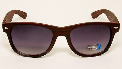 Modern Wood Style Wayfarer Fashion Red Sunglasses. 100% UV400