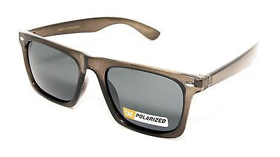 Polarized Square Wayfarer Sunglasses - Clear Gray, 100% UV400 (Free Pouch)