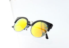 Black Revo Lens Round Modern Cateye Sunglasses.100% UV400