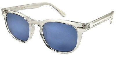 Modern Style Cateye Fashion Clear Frame Blue Lenses Sunglasses. 100% UV400