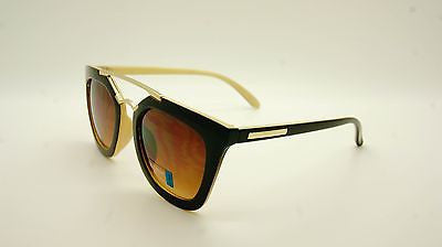 Horned Rim Cateye Vintage Sunglasses.Black/Beige 100% UV400