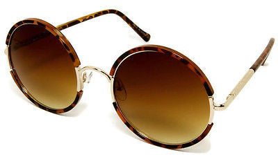 Indie Style Round Tortoise Gold Metal Sunglasses 100%UV400