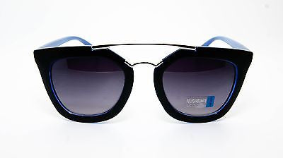 Horned Rim Cateye Vintage Sunglasses. Black/Blue 100% UV400