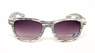 Modern Wood Style Wayfarer Fashion White Sunglasses. 100% UV400
