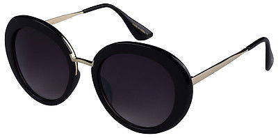 Round Circle Indie Women Sunglasses. Black 100% UV400