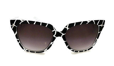 Cateye Patterned Black & White Sexy Women Sunglasses. 100% UV400
