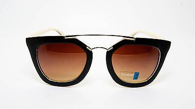 Horned Rim Cateye Vintage Sunglasses.Black/Beige 100% UV400