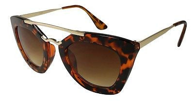 Horned Rim Cateye Vintage Style Sunglasses. Tortoise. 100% UV400