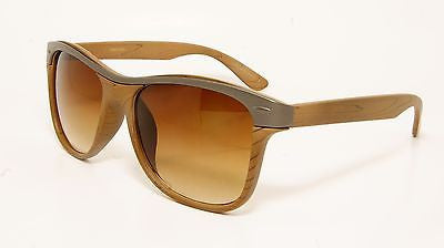 Metalic Rim Light Wood Modern Style Unisex Sunglasses. 100% UV400