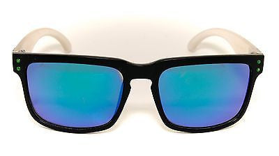 Mirror Lenses 2 tones Square Unisex Sunglasses. Blue. 100% UV400