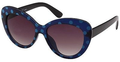 Blue Dotted Vintage Style Butterfly Sunglasses. 100% UV400