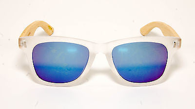Bamboo Wooden Wayfarer Sunglasses-White, Wooden. 100% UV400