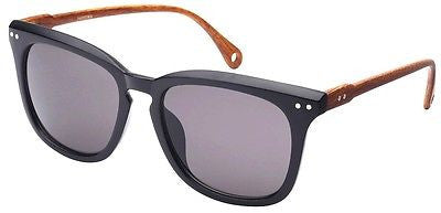 Wood Patterned Modern Style Square Sunglasses. Black, Brown. 100% UV400