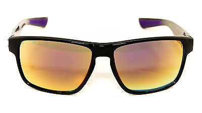 Black Purple Revo Lens Modern Square Sunglasses for Men