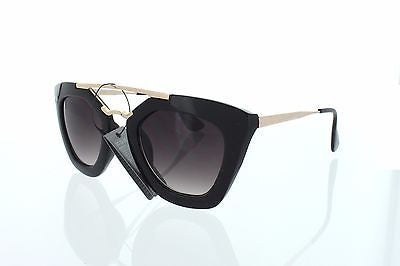 Horned Rim Cateye Vintage Style Sunglasses. Black. 100% UV400