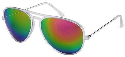 Clear Modern Aviator Style Pink Revo Mirrored Lenses Sunglasses. 100% UV400