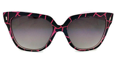 Cateye Patterned Black & Pink Sexy Women Sunglasses. 100% UV400