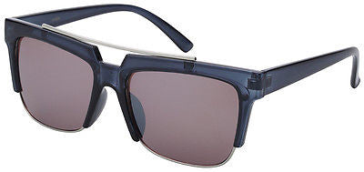Vintage Retro Horned Rim Blue See-Thru Unisex Sunglasses. 100% UV400
