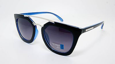 Horned Rim Cateye Vintage Sunglasses. Black/Blue 100% UV400