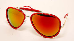 Classic Aviator Style with Revo Mirrored Lenses Sunglasses. Red 100% UV400
