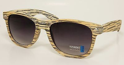 Modern Wood Style Wayfarer Fashion Light Sand Sunglasses. 100% UV400