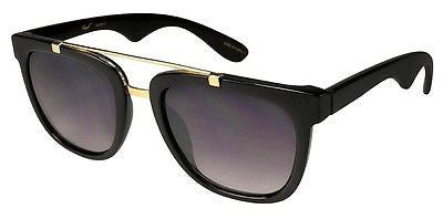 Black Horned Gold Rim Wayfarer Retro Sunglasses. 100% UV400