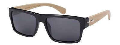 Black Wooden Modern Square POLARIZED Sunglasses for Men