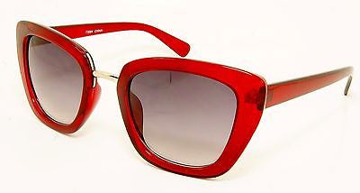 Red  Retro Horned Rim Vintage Sunglasses. 100% UV400