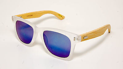 Bamboo Wooden Wayfarer Sunglasses-White, Wooden. 100% UV400