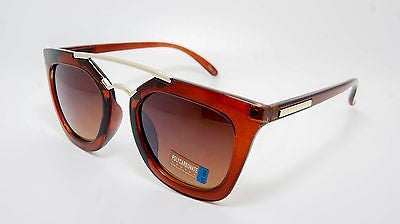 Horned Rim Cateye Vintage Sunglasses. Brown. 100% UV400