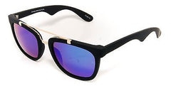 Matt Black Vintage Wayfarer Horned Rim Mirror lens Sunglasses. 100% UV400