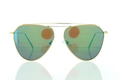 Flat Gold Tear Aviator Sunglasses with Green Lens 100% UV400