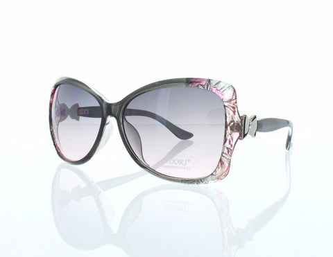 Grey Floral Side Bow Design Modern Butterfly Women Sunglasses.100% UV400