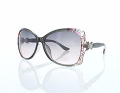 Grey Floral Side Bow Design Modern Butterfly Women Sunglasses.100% UV400