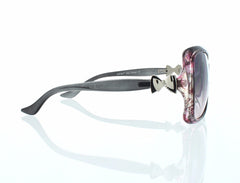 Grey Floral Side Bow Design Modern Butterfly Women Sunglasses.100% UV400
