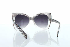 Clear Black Chess Patterned Butterfly Women Sunglasses. 100% UV400