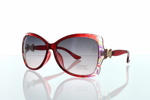 Red Floral Side Bow Design Modern Butterfly Women Sunglasses.100% UV400