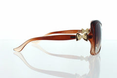 Brown Side Bow Design Modern Butterfly Women Sunglasses.100% UV400