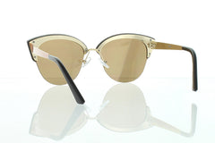 Women's Flat Beige Pink Cateye Sunglasses with Gold Mirror Lens 100% UV400