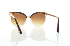 Women's Flat Tortoise Browline Sunglasses with Brown Lens 100% UV400
