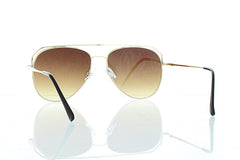 Gold Flat Aviator Sunglasses with Brown Lens 100% UV400